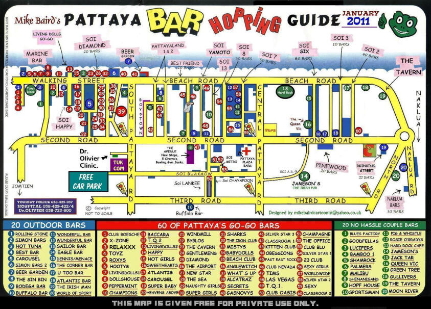 Pattaya Bar Guide Map